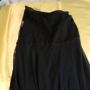 knee length black see though skirt